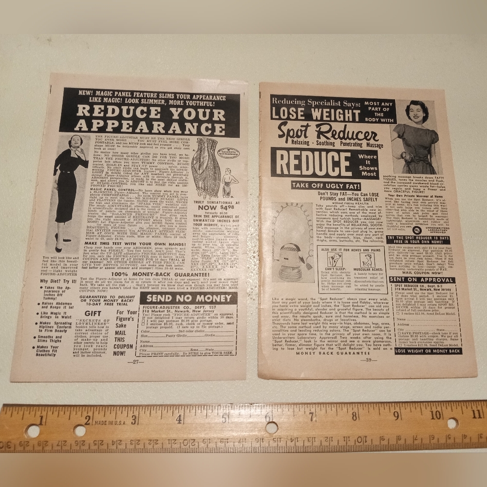2 Vintage 1950s Weight Loss Magazine Print Ads Ephemera Offensive Junk Journal